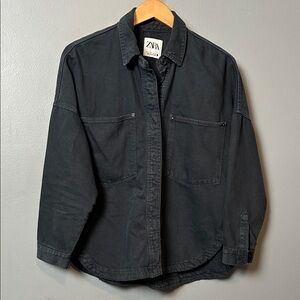 ZARA dark gray oversized denim shirt jacket - shacket size M